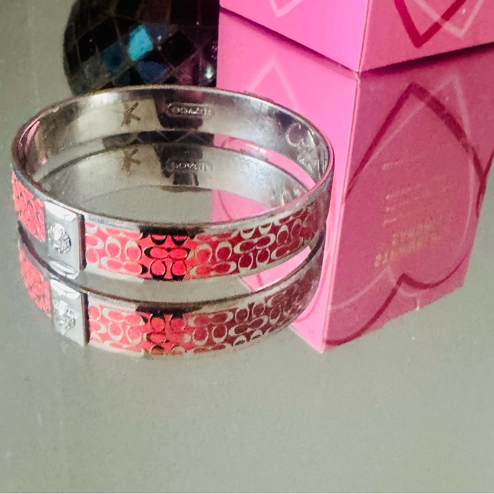 Coach Red and Silver Patterned Bracelet - Picture 2 of 7